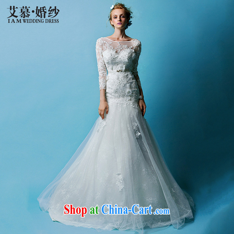 The AIDS 2015 NEW MANCHESTER Half I should be grateful if you erase and chest lace long-sleeved crowsfoot tail bridal wedding dresses white L