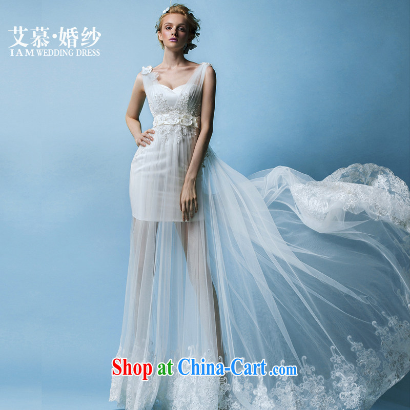 On the wedding 2015 new Ya acajou _shoulders half and wiped his chest short bridal wedding dresses white XL