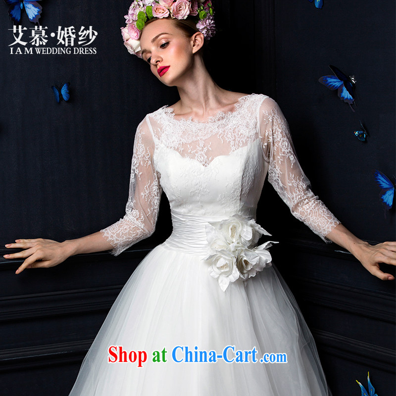 On the wedding 2015 new, Mary Magdalene -- chest half and lace long-sleeved long-tail bridal wedding dresses white XL
