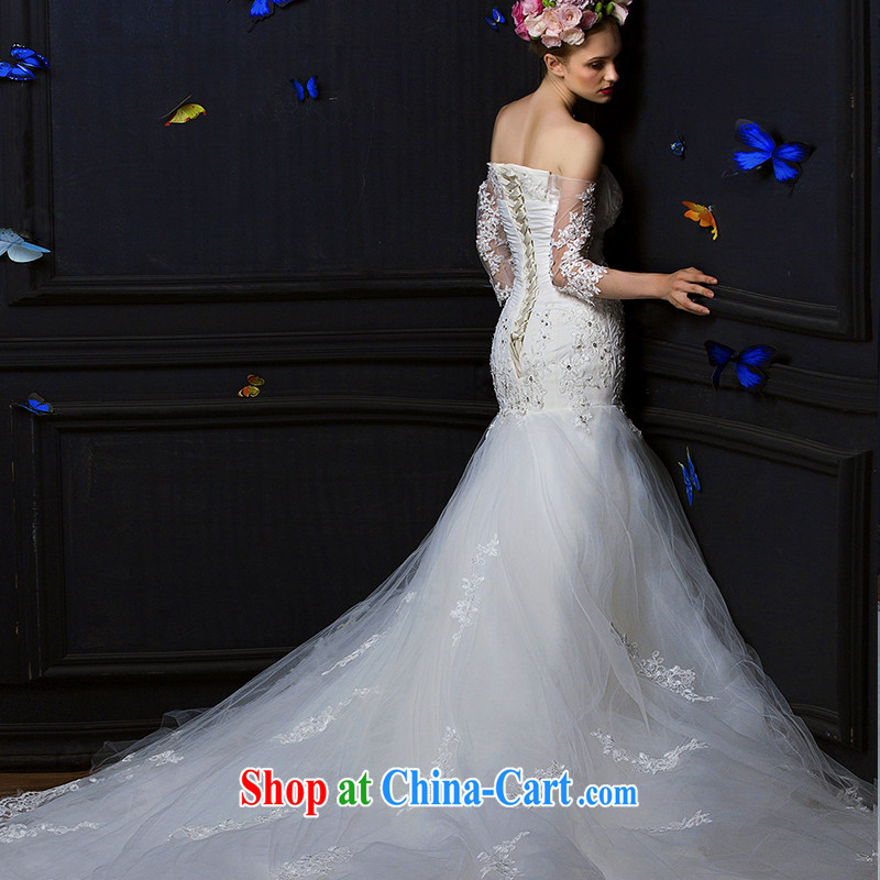 With the 2015 New Concept Ms Audrey EU wiped his chest lace a Field shoulder long-sleeved crowsfoot-tail wedding dresses white L, AIDS, and, on-line shopping