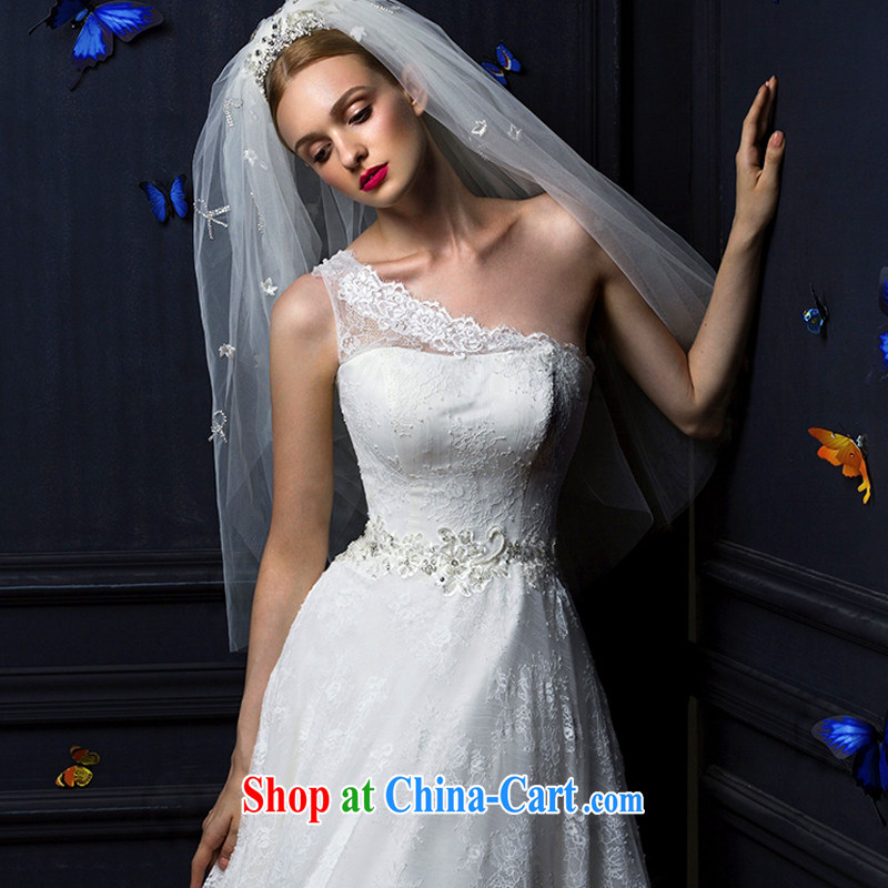On the bridal suite 2015 new semi-dream the shoulder full lace long-tail bridal wedding dresses ivory XL, AIDS, and shopping on the Internet