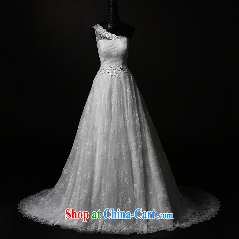 On the bridal suite 2015 new semi-dream the shoulder full lace long-tail bridal wedding dresses ivory XL, AIDS, and shopping on the Internet