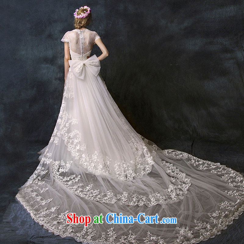 On the wedding spring 2015 new, based on deep V lace shaggy dress long-tail bridal wedding dresses with XL section, AIDS, and shopping on the Internet