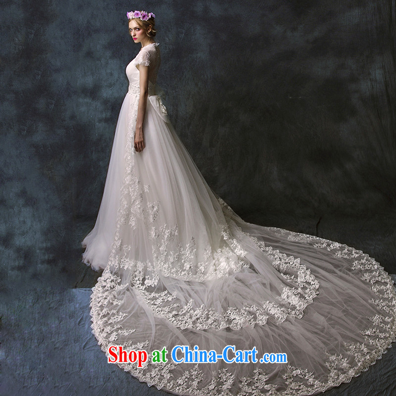 On the wedding spring 2015 new, based on deep V lace shaggy dress long-tail bridal wedding dresses with XL section, AIDS, and shopping on the Internet