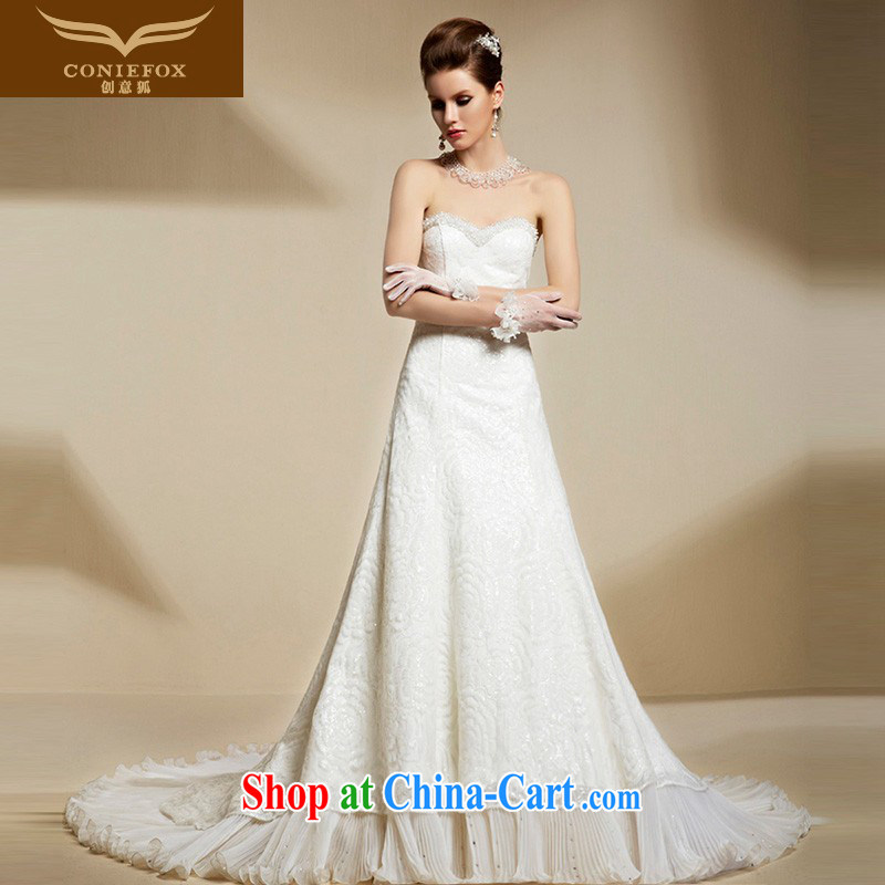 Creative Fox 2015 new high-end custom wedding dresses white bare chest wedding long wedding female beauty high waist bridal dresses 90,212 color pictures