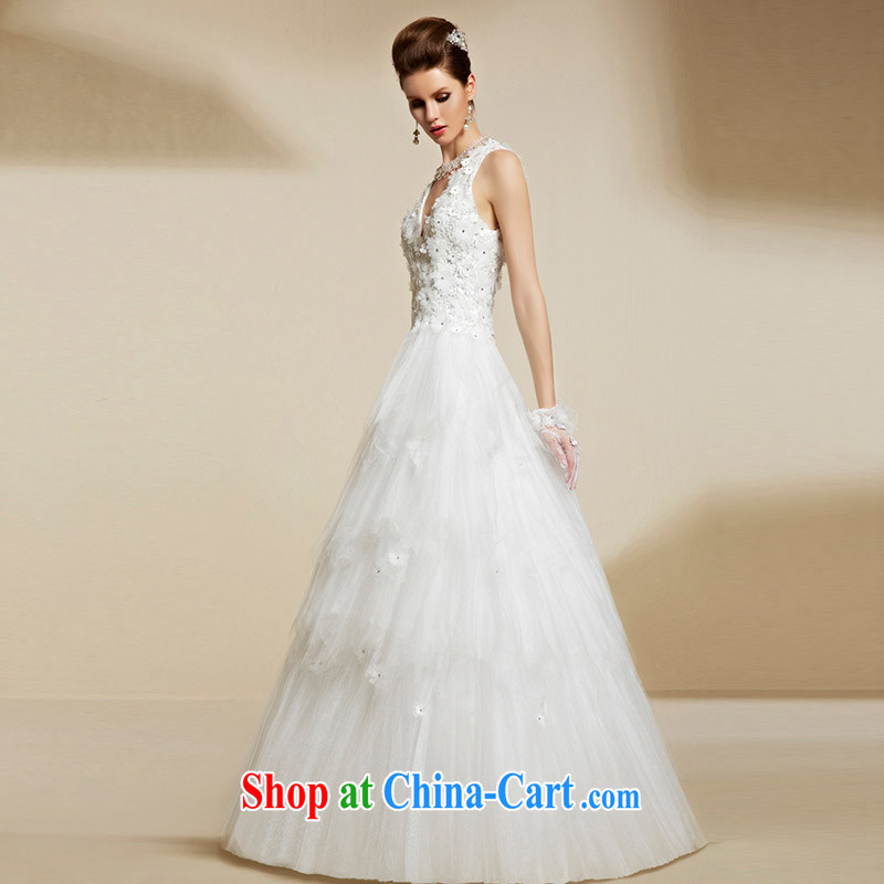 Creative Fox 2015 high-end custom white wedding dresses sexy V collar bridal wedding dress beauty graphics thin double-shoulder-length, wedding 90,215 picture color tailored to creative Fox (coniefox), online shopping