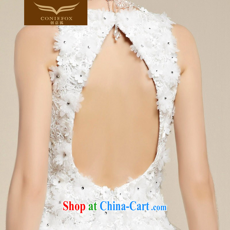 Creative Fox 2015 high-end custom white wedding dresses sexy V collar bridal wedding dress beauty graphics thin double-shoulder-length, wedding 90,215 picture color tailored to creative Fox (coniefox), online shopping
