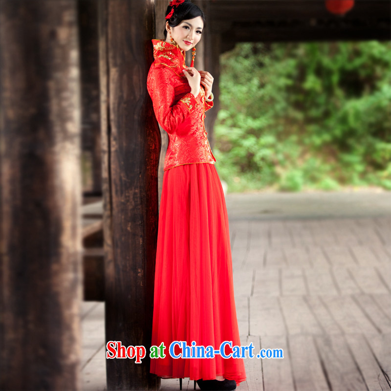Unwind after the new fall and winter bridal folder cotton dress Chinese red wedding package long-sleeved dress dresses 4068 4068 the dress XXL sporting, wind, shopping on the Internet