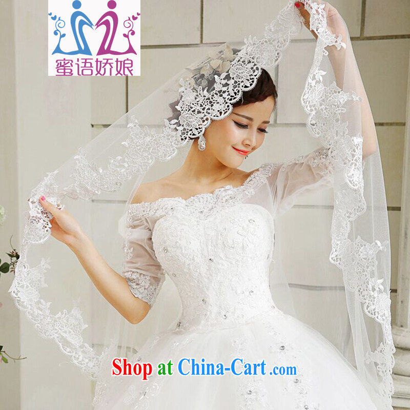 Honey, bride 2015 new luxury 3M white head yarn ultra-long bridal wedding mandatory Korean-style tail white