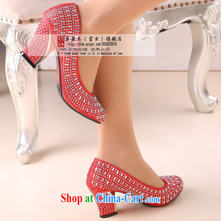 Bridal shoes gold bridal with thick with red shoes married women's shoe size, Round Head, silver 6cm with 39 pictures, price, brand platters! Elections are good character, the national distribution, so why buy now enjoy more preferential! Health