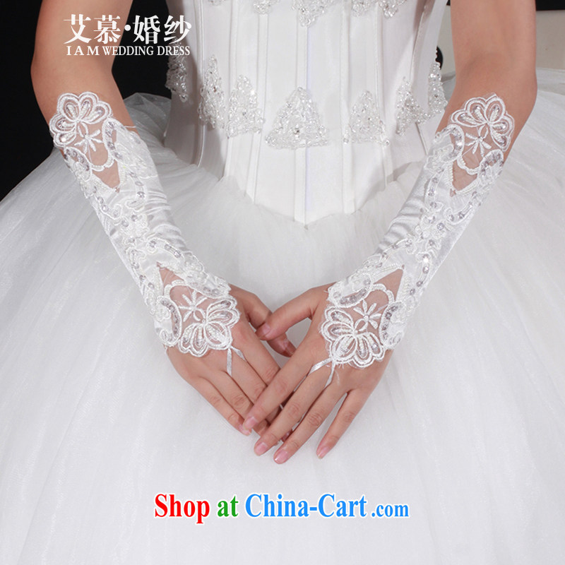 With the 2015 new bridal wedding Satin embroidery terrace to take short gloves