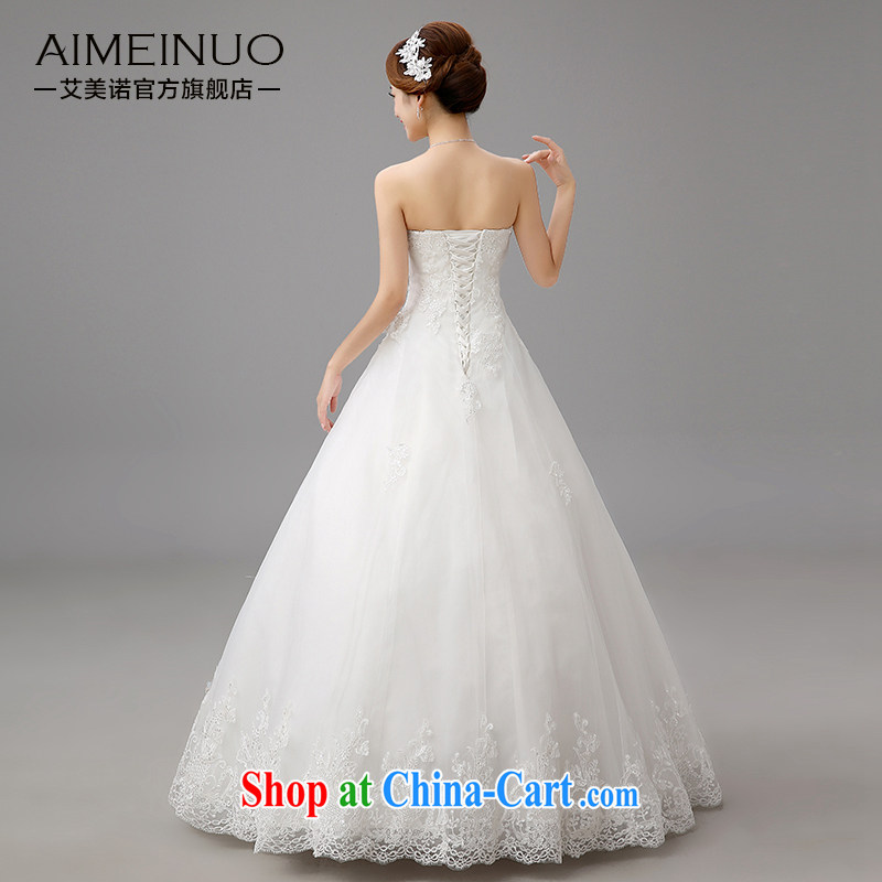 The United States and the 2015 spring and summer, bridal wedding Korean version only the lace flowers erase chest strap beauty graphics thin A swing with Princess yarn H - 81 white M, AIDS and the United States (Imeinuo), online shopping