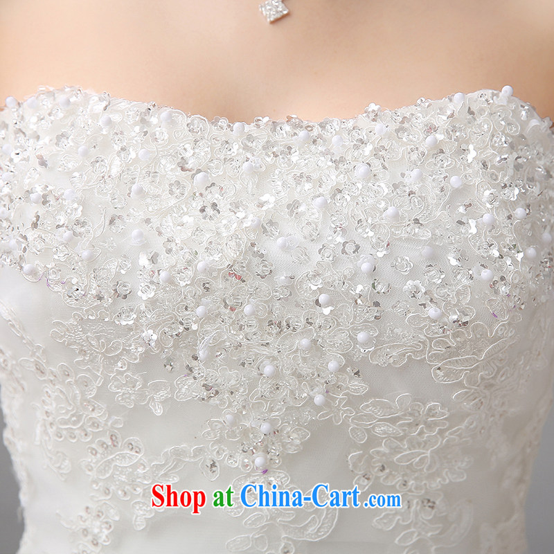The United States and the 2015 spring and summer, bridal wedding Korean version only the lace flowers erase chest strap beauty graphics thin A swing with Princess yarn H - 81 white M, AIDS and the United States (Imeinuo), online shopping