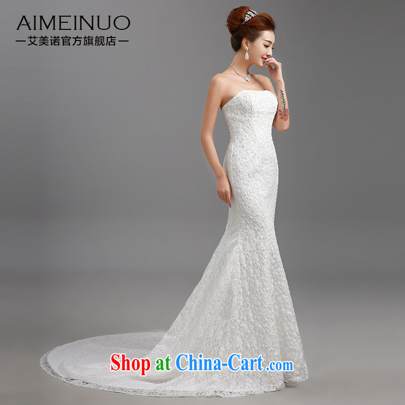 The United States, wedding dresses 2015 new wedding dresses and stylish strap small tail Princess beauty graphics thin lace bare chest package and crowsfoot skirt H - 84 white XL, the US (Imeinuo), online shopping