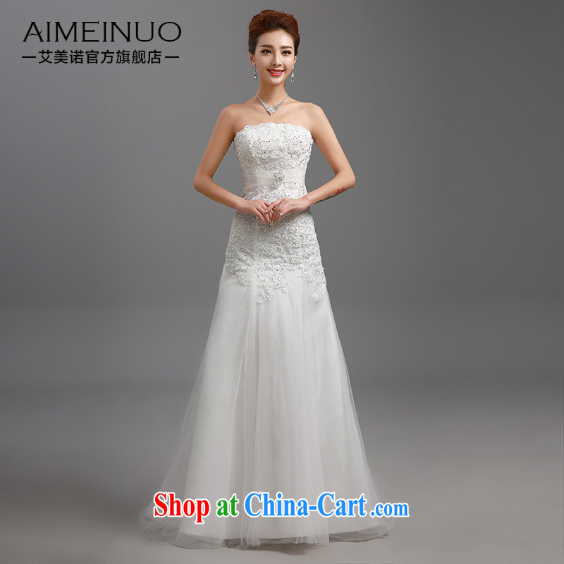 The United States, wedding dresses 2015 new lace bare chest parquet drill belt tied with Korean Beauty graphics thin package and Princess yarn small tail H - 86 white XL