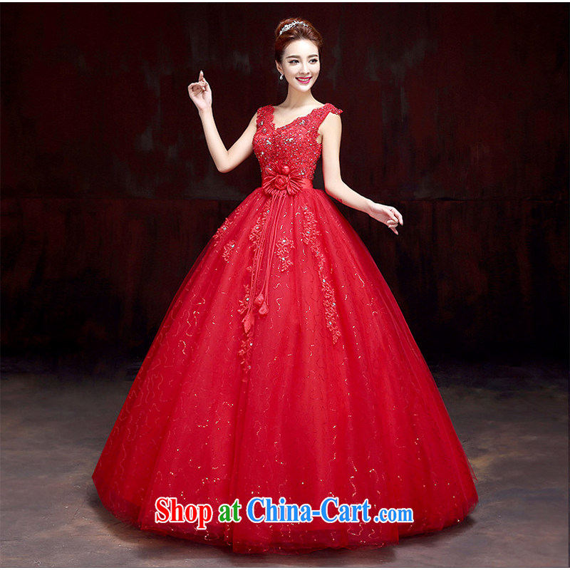 Honey, bride wedding dresses 2015 new Korean version the code graphics thin pregnant women high waist with white red marriages wedding thick mm wedding red M, honey, bride, shopping on the Internet