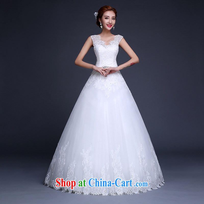 The Vanessa summer 2015 new Korean marriages wedding dresses ivory white with strap lace inserts drill V for cultivating graphics thin shoulders wedding female white XXL
