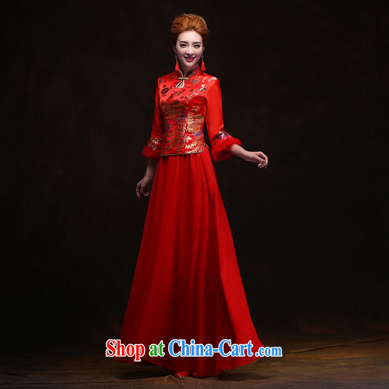Winter cheongsam dress uniform toast 2014 new Bridal Fashion wedding dresses wedding red wedding long retro female customers to size. No refunds or exchanges, love so Pang, shopping on the Internet
