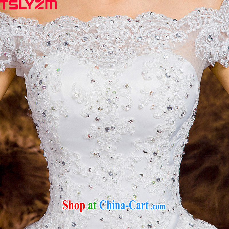 Tslyzm wedding dresses spring and summer 2015 new, the clean and elegant, the Field shoulder bridal wedding dresses Home welcome yarn fine lace beauty graphics thin white XXL, Tslyzm, shopping on the Internet