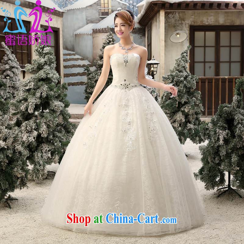 Honey, bride wedding dresses 2015 new Korean bridal wedding lace flowers erase chest strap beauty graphics thin with white M