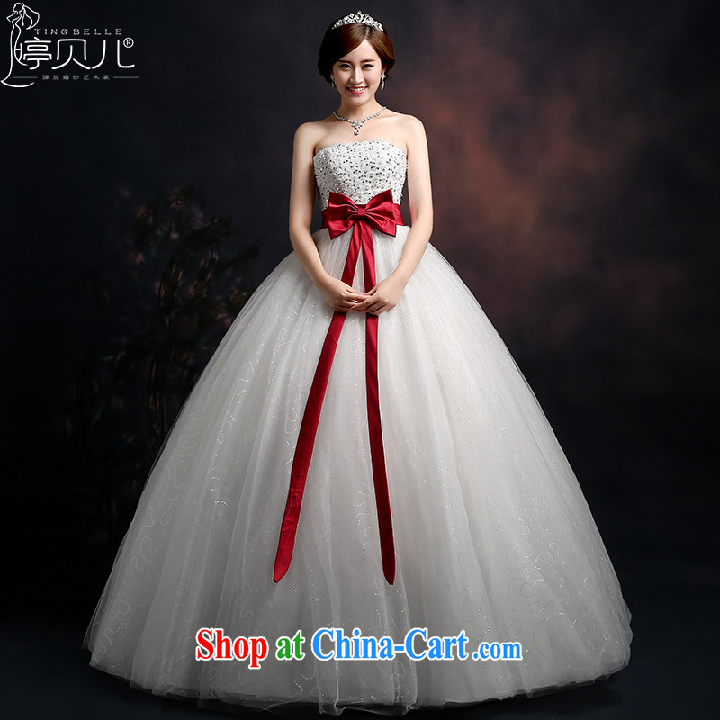 Ting Beverly 2015 new wedding dresses stylish erase chest Wedding Video thin the waist the bow-tie straps with shaggy dress white XXL