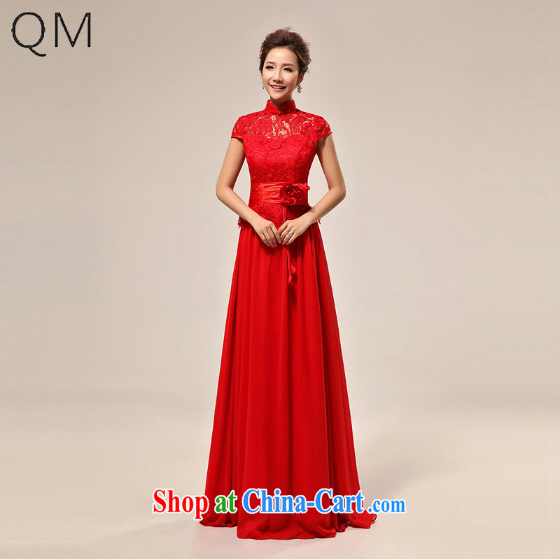 Shallow end married Yi sexy outfit a Field shoulder red lace bridal wedding dress CTX LF 133 red XXL