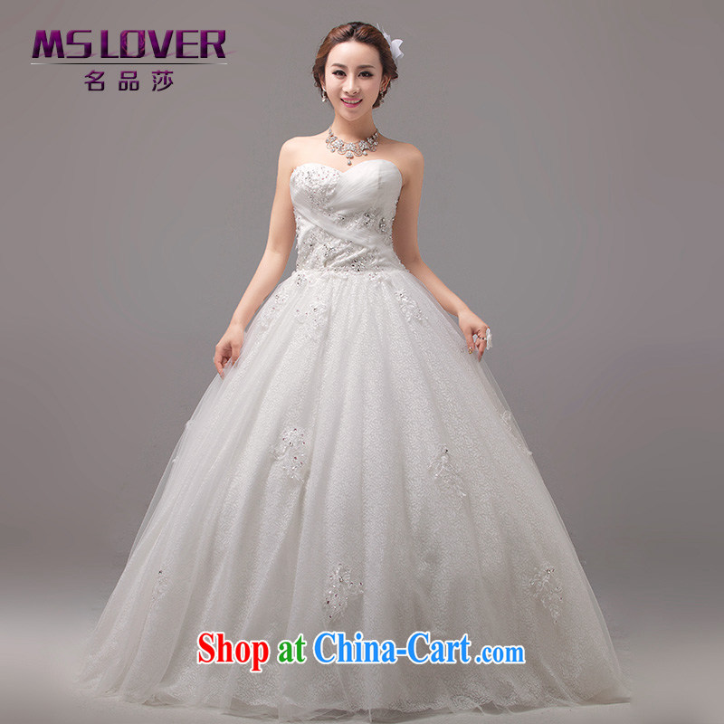 MSLover Korean sweet Princess bride wiped his chest to tie bridal Wedding Super tents large skirt with wedding 0020 m White tailored