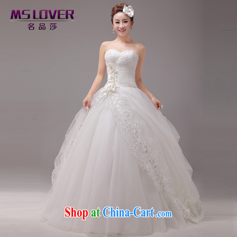 MSLover new Korean asymmetric flowers crystal lace Princess bridal beauty graphics thin wiped his chest to tie wedding 0025 m White tailored