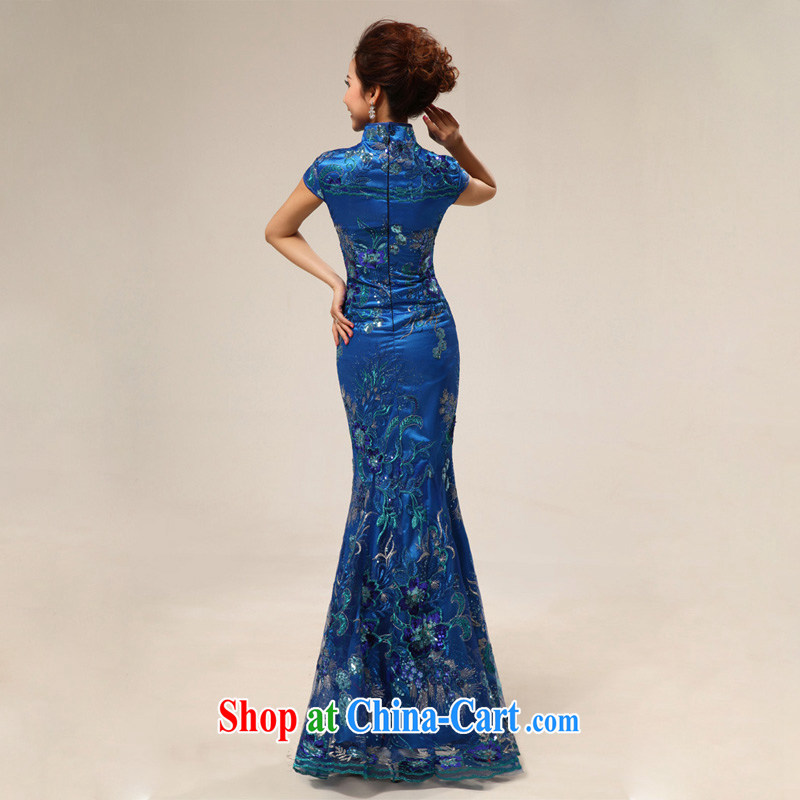 light at the retro marriage ceremonies improved cheongsam hospitality service ceremonial dress CTX cheongsam dress 67 blue XXL, shallow end, and shopping on the Internet