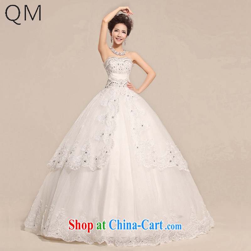 Light _at the end QM_ light, decorated with bare chest lace elegant pregnant women high waist wedding dresses CTX HS 033m White XXL