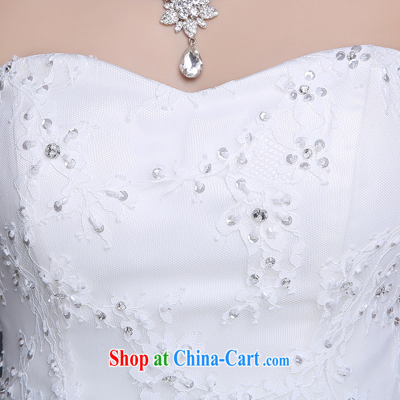 Qi wei summer 2015 new wedding dresses upscale bridal new Korean version with graphics thin Mary Magdalene Beauty Chest strap the code retro wood drill white XXL, Qi wei (QI WAVE), online shopping