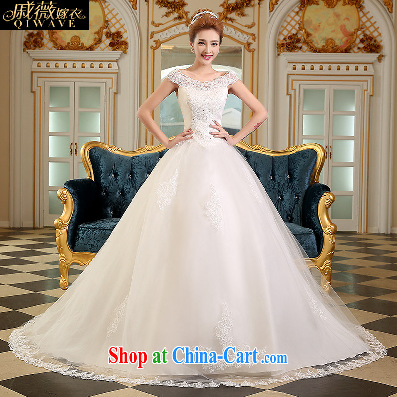 Qi wei wedding dresses shoulders new, summer 2015 new stylish Korean bridal tail beauty graphics thin lace the code strap drill white XXL