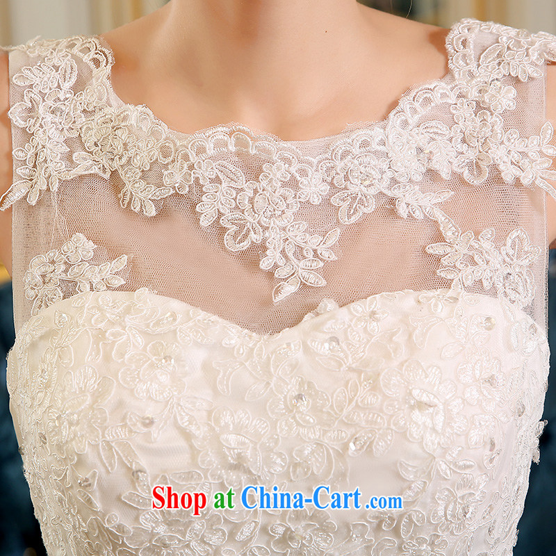 Wei Qi 2015 spring and summer new stylish Korean Beauty a bare shoulders chest collar lace shoulders crowsfoot tail wedding dresses white XXL, Qi wei (QI WAVE), online shopping