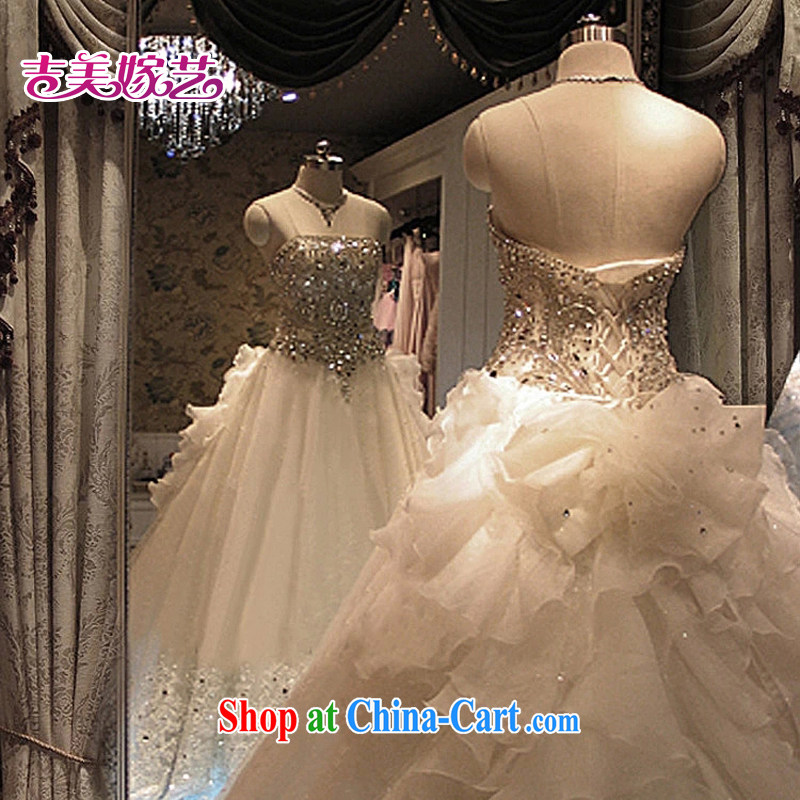 Jimmy married arts and wedding dresses 2015 new Korean version wiped his chest graphics thin Crystal Diamond tail 7660 bridal wedding 1M tail XXL, Jimmy married arts, shopping on the Internet