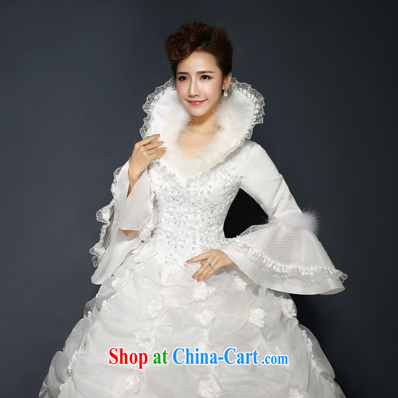 Wedding winter white 2015 new stylish marriages winter long-sleeved lace quilted thick warm winter, cultivating shaggy skirts new products to white. size 5 - 7 Day Shipping, 100 Ka-ming, and shopping on the Internet