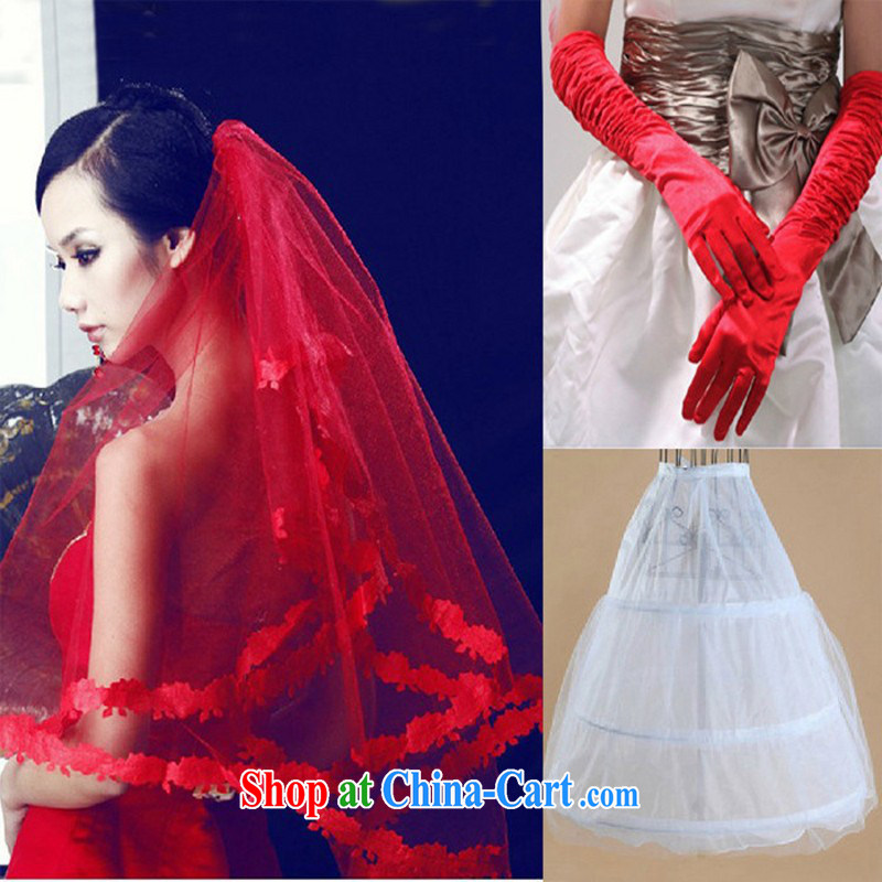 3 Piece Set ~ wedding and legal fine lace red head yarn bridal head yarn HJT - 0001, love so Pang, shopping on the Internet