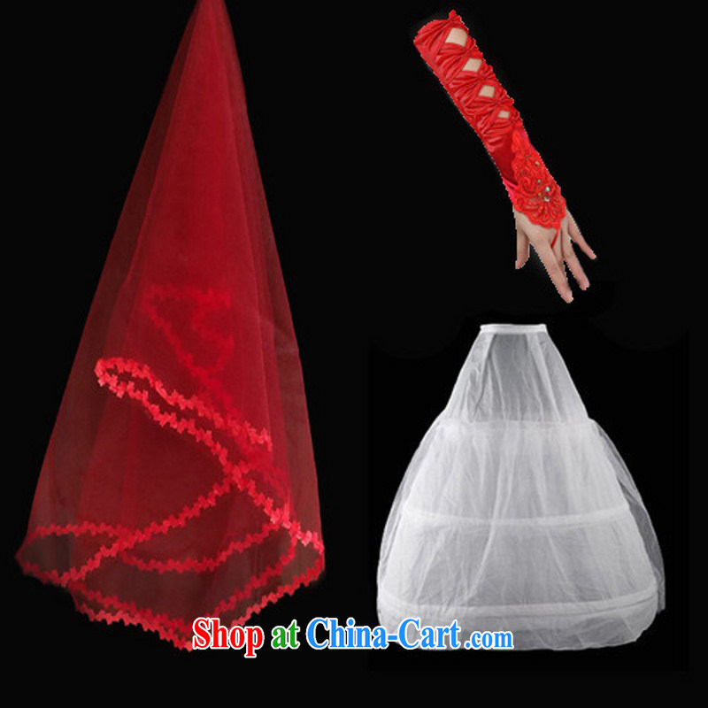 Red head yarn gloves skirt stays bridal wedding accessories accessories 3 piece TC 2000