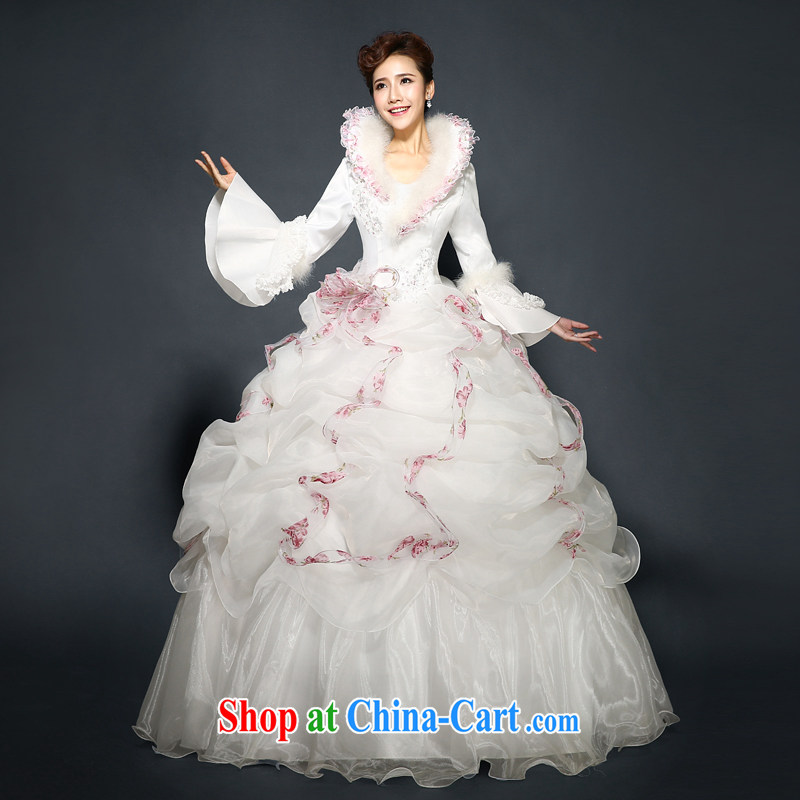 Wedding winter, new, winter 2015, Korean bridal warm wedding long-sleeved quilted thick hair collar double zip wedding, video thin new packets of white Custom size 7 Day Shipping, 100 Ka-ming, and shopping on the Internet