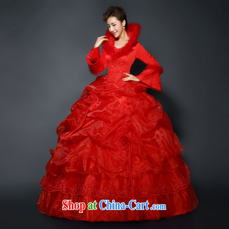 Red wedding, winter 2015 new stylish red winter and cotton thick long-sleeved wool for the code graphics thin winter clothes wedding new promotions and package mail red Custom size 7 Day Shipping, 100 Ka-ming, and shopping on the Internet