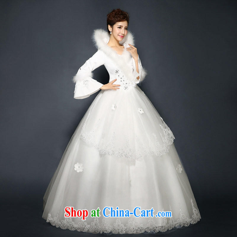 Wedding winter, 2015 new stylish winter, quilted bridal long-sleeved parquet drill double zip for gross Wedding Video thin larger wedding thick winter New Product Promotions white Custom Size 7 Day Shipping, 100 Ka-ming, and shopping on the Internet