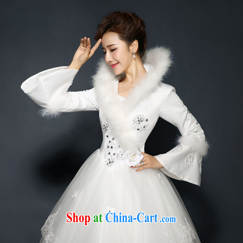 Wedding winter, 2015 new stylish winter, quilted bridal long-sleeved parquet drill double zip for gross Wedding Video thin larger wedding thick winter New Product Promotions white Custom Size 7 Day Shipping, 100 Ka-ming, and shopping on the Internet