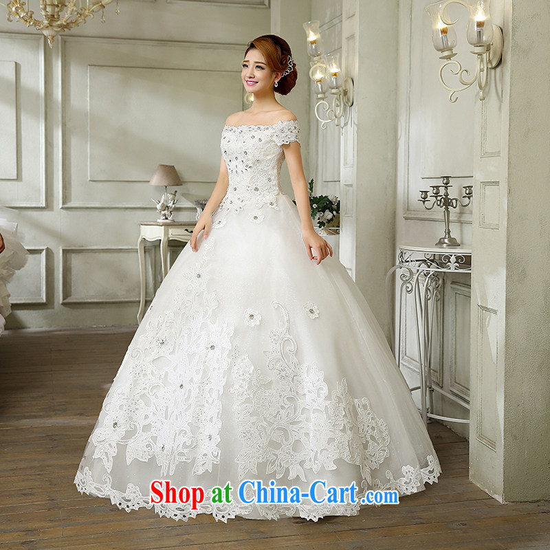wedding dresses 2015 new Korean fashion lace inserts drill double-shoulder a shoulder with wedding Korean Beauty shaggy skirts New Products promotions national package mail white L, 100 Ka-ming, and shopping on the Internet