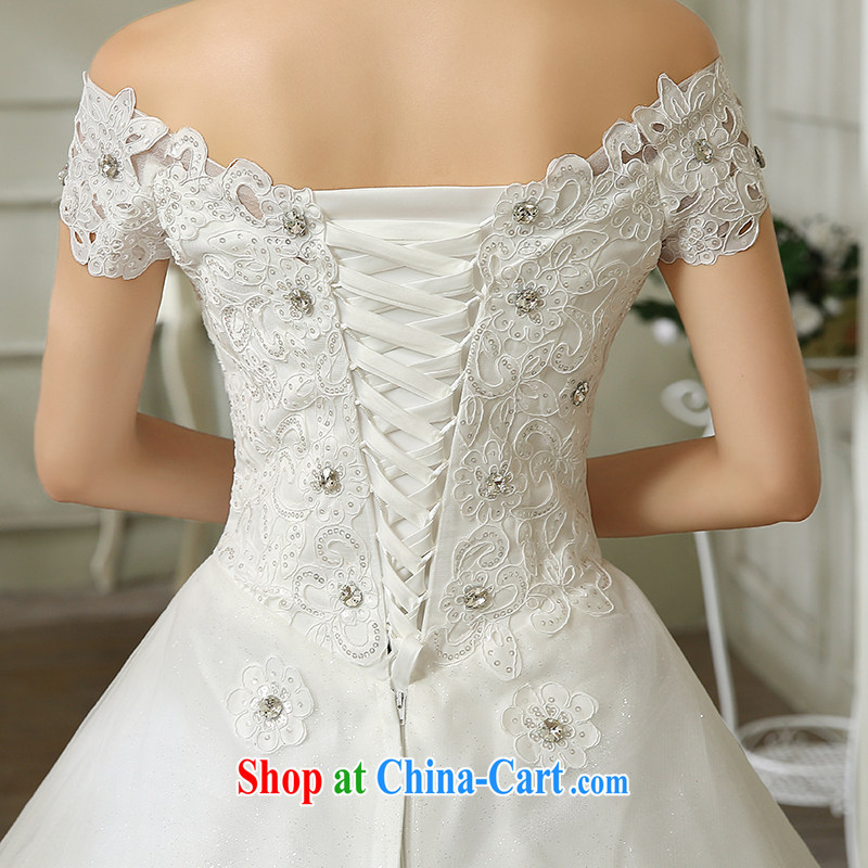 wedding dresses 2015 new Korean fashion lace inserts drill double-shoulder a shoulder with wedding Korean Beauty shaggy skirts New Products promotions national package mail white L, 100 Ka-ming, and shopping on the Internet