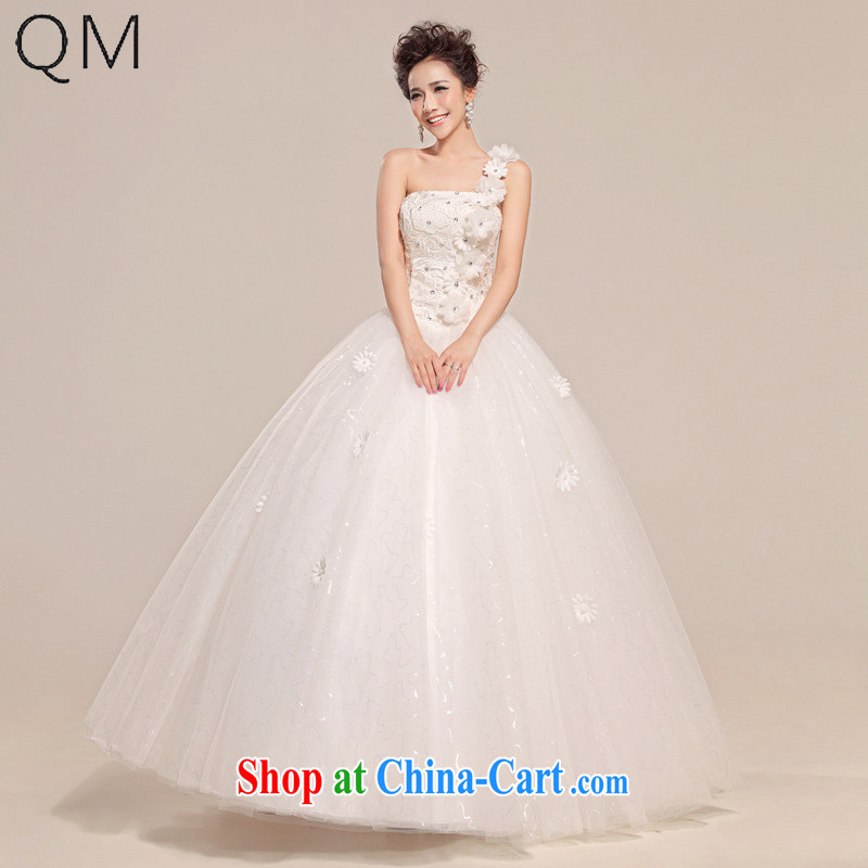 Shallow end _QM_ Wedding single shoulder strap wedding high waist pregnant women with wedding dresses CTX HS 510 white XXL