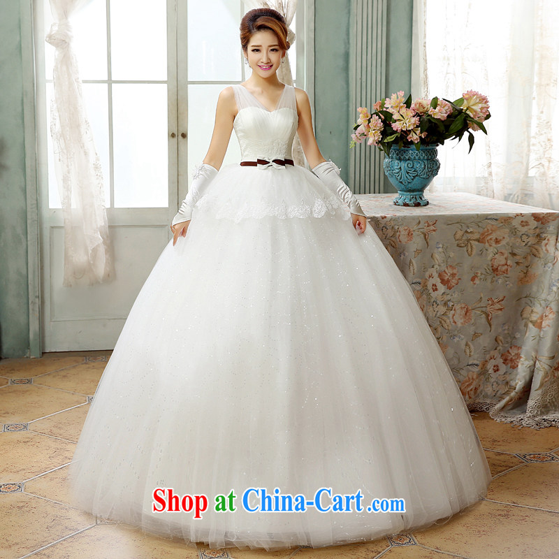 2015 new Korean wedding with graphics thin Korean simple bow tie a shoulder Deep V collar with tie bridal wedding dresses new products bundle mail white Custom size 7 Day Shipping, 100 Ka-ming, and shopping on the Internet