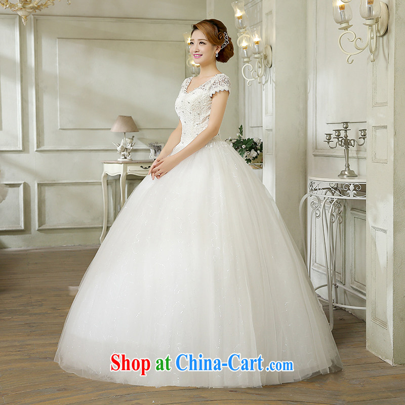 wedding dresses white 2015 new stylish Korean wood drill field shoulder V-neck strap lace graphics thin shoulders wedding marriage with new discount package mail white Custom size 7 Day Shipping, 100 Ka-ming, and shopping on the Internet