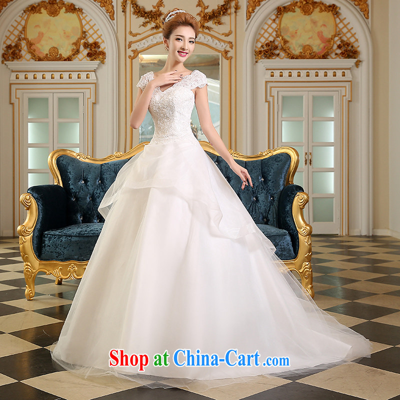 Sophie than AIDS-tail wedding dresses 2015 summer new winter Korean wedding bridal wedding dresses and stylish a field shoulder lace tied with the Code graphics thin wedding white XXL