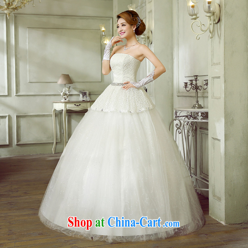 Wedding 2015 new stylish Korean A Field skirt wiped his chest strap cultivating parquet drill lace larger pregnant women fall and winter white wedding new discount promotions white Custom size 7 Day Shipping, 100 Ka-ming, and shopping on the Internet