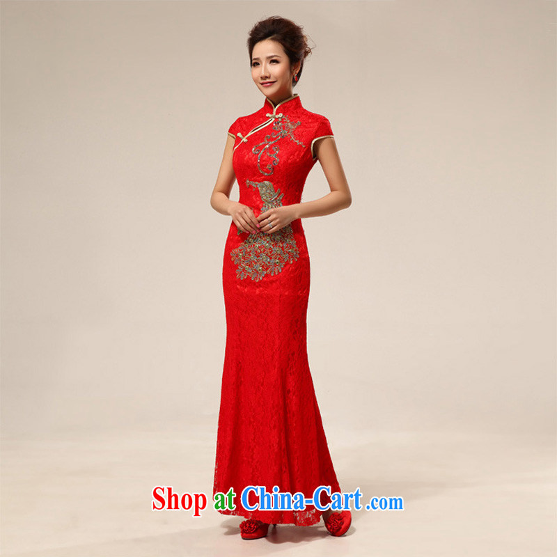 Light (at the end QM) retro lace-improved bride toast wedding cheongsam dress wedding bridal replacing CTX QP 66 red XXL, shallow end, shopping on the Internet