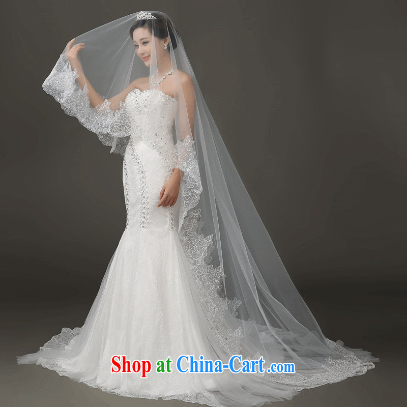 Marriages and legal long-tail Korean-style 2015 fall and winter new lace wedding wedding and yarn white wedding dresses and white, 100, ball (Ball Lily), online shopping
